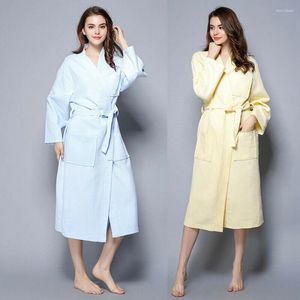 Women's Sleepwear Men And Women Cotton Couple Bathrobe Robes Spring White Robe Gown Plus Size Waffle