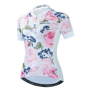 Racing Jackets KEYIYUAN Downhill Women Jersey Maglia Mtb White Short-Sleeved Clothing Maillot Ropa Ciclismo Koszulka Rowerowa Damska