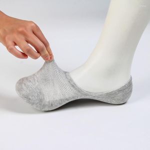 Men's Socks Cotton Men Invisible Summer Pure Color Ankle Leisure Grid Mesh Slippers Silicone Soft Breathable Sweat Absorpt