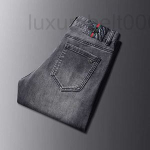 Men's Jeans designer European Autumn and Winter Simple Slim Elastic Korean Small Feet Grey Long Pants RGW8