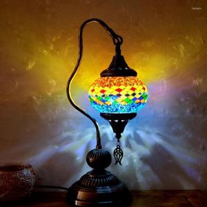 Table Lamps Moroccan Retro Lamp Mosaic Bedroom Bedside Night Light Coffee Shop Bed Head Turkey Decoration Desk Lightings