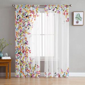 Curtain Colorful Musical Notes Music Symbol Sheer Curtains For Living Room Bedroom Decoration Window Voiles Morning Tulle