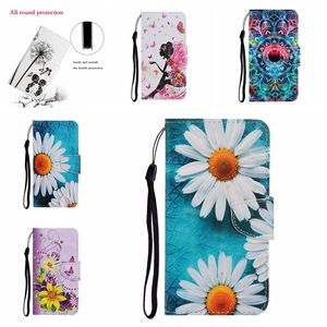 Samsung A54 A34 A34 A04S M13 4G 5G A04 M23 F23 M40S 23DISIGS DERİ DERİ CEZANI Çiçek Kedi Kafatası Kız Lady Lover Kart Yuvası Tutucu Flip Cover Torçası