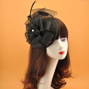 Headpieces Feather Headdress Bride Hair Ornaments Gauze Small Hat Dress Accessories Korea Japan Black White