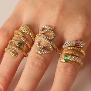 2023 Designer Zircon Serpentine Ring 18K Gold Plated Crystal Titanium Steel Wedding Set Rings for Women Diamond ￖppningen ￤r justerbar p￥ smycken