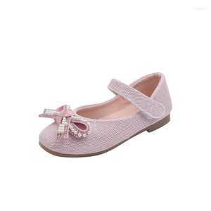 Scarpe da ginnastica Principessa Cinturino alla caviglia da ragazza Moda adorabile Fiocco per bambini Piatto in pelle sintetica Ballerina traspirante Slip-on per bambini