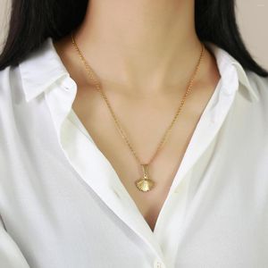 Pendant Necklaces Stainless Steel Butterfly Gold Color Rectangle Round Heart Flower Geometric Triangle Pentagram Necklace Women's