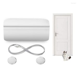 Porta de transportadoras de gatos portas automáticas Lockable Pet Dog Cats abridor com portão de segurança de cordão de bungee ajustável para sala