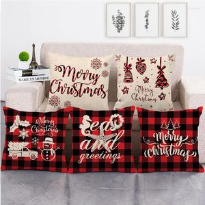 Cuscino Natale 45 45 cm Copridivano S Federe in lino per la decorazione natalizia dell'anno domestico