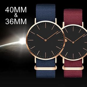 2022 New masns feminino assista DW Quartz Fashion Casual Watches Daniels Nylon Strap Clock328m