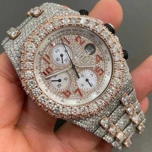 2024 annan titta på armbandsur gnistrande is ut bana inställning VVS Diamond Watch för män Stainls stålmaterial i modemärken