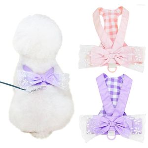Dog Collars Lace Sweet Big Bow-knot Cat Harness Puppy Small Dogs Harnesses Vest For Chihuahua Yorkshire Walking Training Pet Supplies