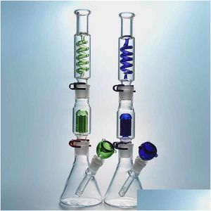 Smoking Pipes Glass Bongs Oil Rig Hookahs With 6 Arms Tree Perc Dab Rigs Zable Diffused Downstem Build A Bong Condenser Coil Beaker Dh6Bi