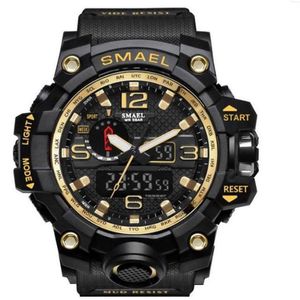 Smael Men Sports WatchesデュアルディスプレイデジタルLED電子Quartzリストウォッチ防水水泳軍事ウォッチ2961