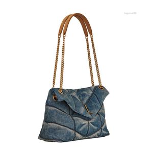 Loulou Джинсовая сумка для плеча модные сумочка сумочка роскошная дизайнерская тотация женщин ковбойский кулак мешков с клатч
