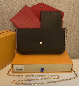 أعلى 3pcs مجموعة النساء أكياس الكتف المفضلة مفضلات pochette ملحقات بنية زهرة بنية رسول سلسلة صليب جسم السيدات رفرف محفظة القابض