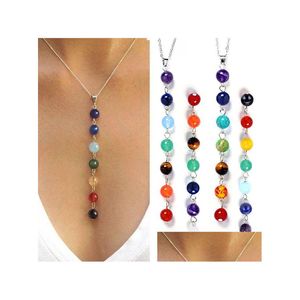 Beaded Halsband 7 Chakra Reiki Beads Heal Gemstone Jewelry Yoga Healing Ncing Lapis/Turqoise/Amethyst/Jade Size Mticolor Drop Deliv Dhpju