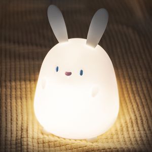Uneede Cute Bunny Night Light Kawaii Bunny Silicone Rechargeble LED Rabbit Lamp med timer och ber￶ringssensor