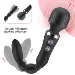 massaggiatore giocattolo del sesso Vendita calda G-point doppia testa asta vibrante plug anale nella presa in giro del cortile posteriore e interessante dispositivo di masturbazione femminile