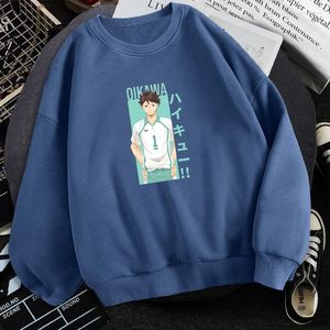 Herrtröjor haikyuu anime tooru oikawa tryck hoodie mens fleece tröjor 2022 höst varm streetwear homme överdimensionerad pullover