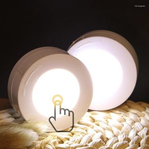 Luci notturne Luce LED colorata Alimentata a batteria Interruttore tattile con rubinetto wireless per corridoio Scale Armadio Armadio a muro