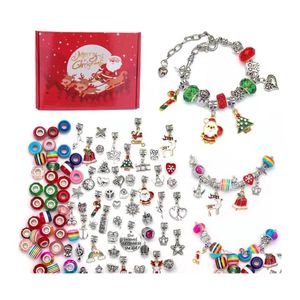 Altri set di gioielli Natale fai da te con confezione rossa come regali 100 pezzi ciondolo con perline di fascino adatto 16 Add5Cm charms catena serpente accesso Dhzjm