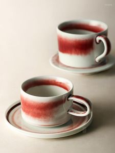 Muggar japansk retro kaffekopp och tefat handgjorda ugn bytte mugg med bricka set kreativt hem frukostbrödplatta