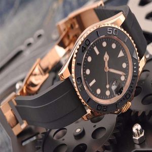 Najwyższa marka 40 mm Wysokiej wysokiej jakości bransoletka Bransoletka Czarna tarcza ceramiczna ramka automatyczna mechaniczna męska zegarek Rose Gold CA263A