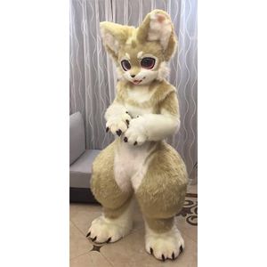 Long Fur Husky Dog Wolf Fursuit Mascotte peluche Costume Fancy Dress Abito Carnival Event Stage Performance Abit