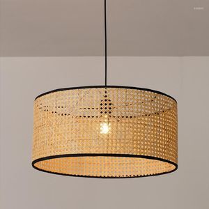 Lampy wiszące japońskie rattan lampa bambusowa nordycka sypialnia restauracja wisząca drewno ręcznie robiony sufit El LED oświetlenie