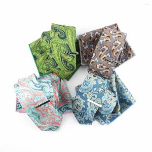 Bow Ties 7m Flower Neck Tie Set Sets Men's Classic Jacquard Cravatta Man Business Hankerchiefs/Cufflinks Slips