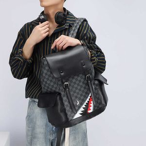 حقيبة الظهر العلامة التجارية Chao 2022 Spring New Pu Men's Leisure Leisure Schoolbag Backpack Trans Middle School Propack 230327