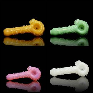 Latest Colorful Art Decoration Hand Pipes Thick Glass Spoon Filter Dry Herb Tobacco Bong Handpipe Handmade Oil Rigs Smoking Bong Cigarette Holder DHL