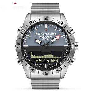 Orologio digitale da uomo per sport subacquei Orologi da uomo Esercito militare Luxury Full Steel Business Impermeabile 200m Altimetro Bussola NORTH EDGE337o