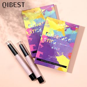 6/PCs Shimmer Matte Eye Shadow Sticks Cremy Pearl Glitter Eyeshadow Lápis de sombra de maquiagem cosmética para mulheres 6 peças