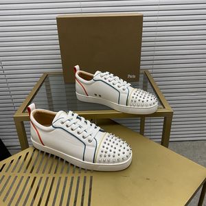 Top mens stylish studded shoes handcrafted real leather designer rock style unisex red soles shoes luxury fashion womens diamond encrusted casual shoe 00087