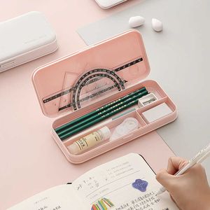 シンプルなマカロンカラーフロストビッグペンシルボックスKawaii Pencilcase School Pen Case Supplies Pencils Pouch文房具