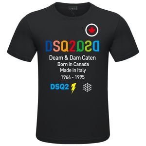 DSQ2 Herr-T-shirts Sommar Ny personlighet Mode All Bomull Casual T-shirttryck Hot Stamping Kortärmad Modemärke