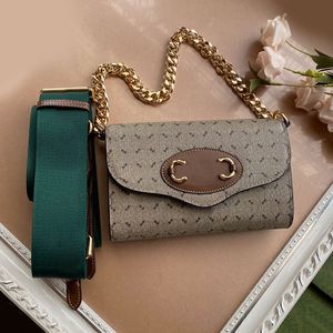 Retro Horsebit Crossbody Çanta Zincir Çanta Çanta Çıkarılabilir Kayış Moda Harfler Altın Donanım Bayan Debriyaj Cüzdan Flap Messenger Çanta 20 cm