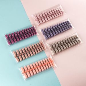 False Nails 5pcs/pack Fake Medium Length Square Set Full Cover Acrylic Press On Nail Art Manicure Faux Ongles Accessories