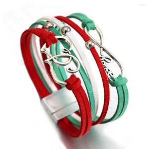 Charm Bracelets Amorcome Boho Love Heart For Women Girl Red Green Leather Wrap Bracelet Couple Friendship Christmas Gift Jewelry