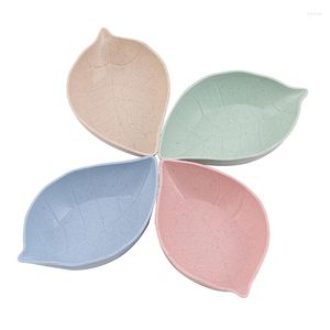 Bowls Mini Leaves Shape Baby Kids Dish Bowl Wheat Straw Soy Sauce Rice Plate Sub - Japanese Tableware Container