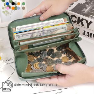 財布女性携帯電話Baotou Cowhide Leather Wallet Multi Card Slot Passport Box Coin Purse Ladies Case for Pass Clutch