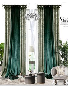 Занавеса темно-зеленый высококачественный индивидуальные шторы современные импортные бархатные фланелевые французские барокко в европейском стиле вилла Light Luxury American