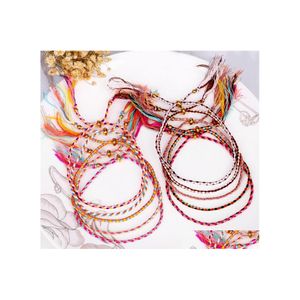 Bracelets de charme 52Colors feitos ￠ m￣o corda tran￧ada corda Bracelet Praia Bohemian Polyester Thread Weave String For Mull Men Dhgz4