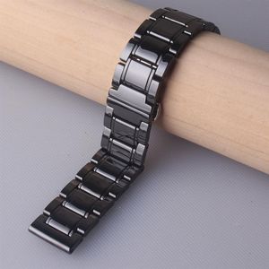 Black Polished Ceramic Watch bands strap bracelet 20mm 21mm 22mm 23mm 24mm for Wristwatch mens lady accessories quick release pin 286J