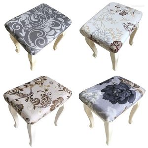 Chair Covers Small Square Stool Cover Floral Printed Seat Case Rectangle Slipcover Elastic Washable Piano Protector