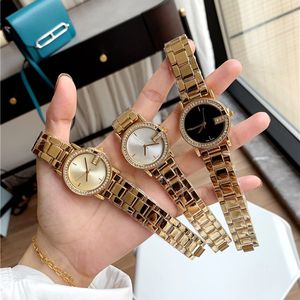 Полные брендные часы для запястья женский женский стиль роскошные металлические стальные стальные группы Quartz Clock G146