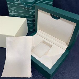 Fabriksurlådor Leverantör Luxury Brand Green Wood Watch Box For Rolex Papers Card Plånbok Armbandsur Fall Display Gifts251Q