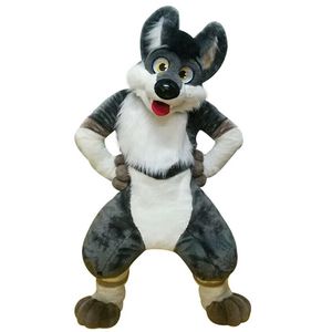 2022 Husky Dog Fox Medium Long Fur Mascot Costume Walking Halloween Christmas e Play